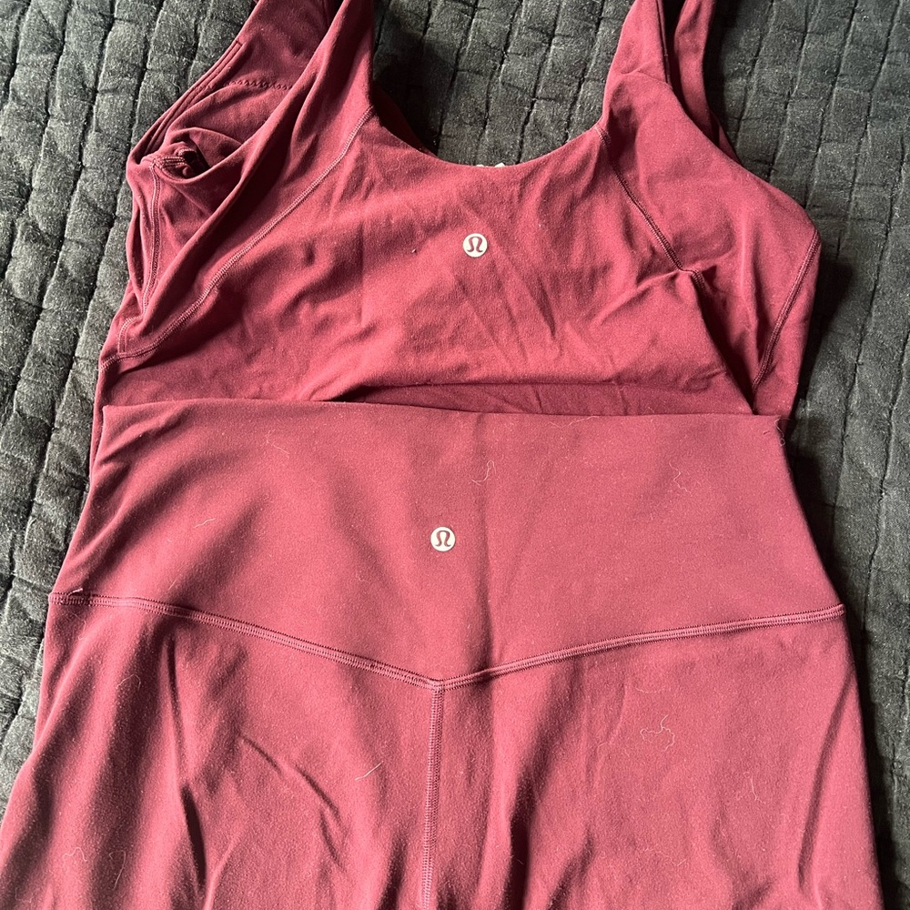 Lululemon Burgundy Tank Top and Leggings Set